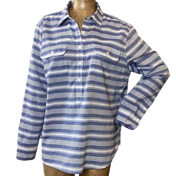 Chaps Cotton Blue & White Striped Shirt Women's Sz XL #253i - Picture 1 of 7